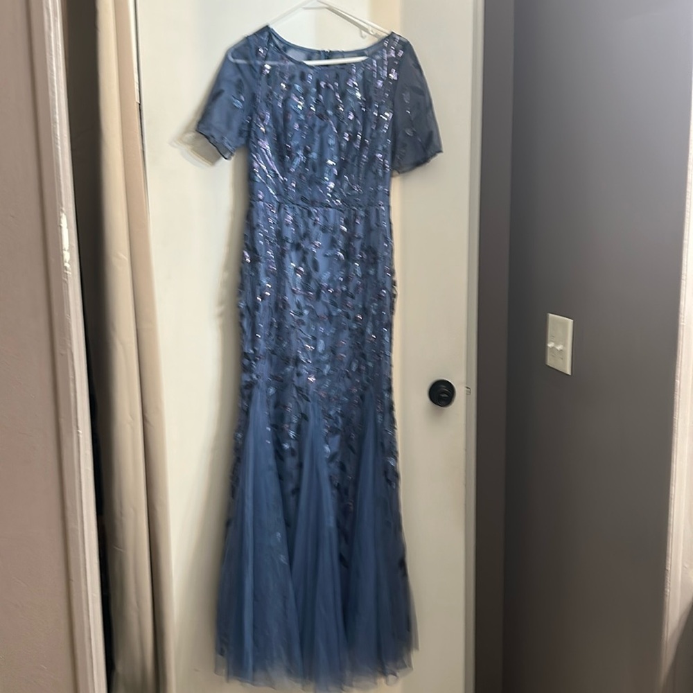 Ever Pretty Elegant Dusty Blue Embroidered Mother of Bride Dress Size 8